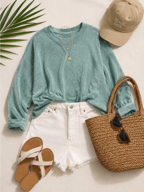 Old Navy Tops - Old‎ Navy Women's Terry cloth Soft Teal Sweatshirt